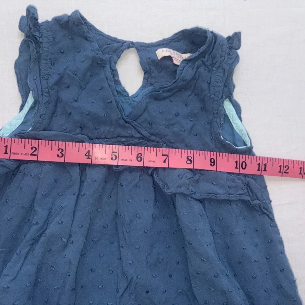 Pink Chicken New York 100% Cotton Little Girls Blue Polka Dot Dress size 2Y